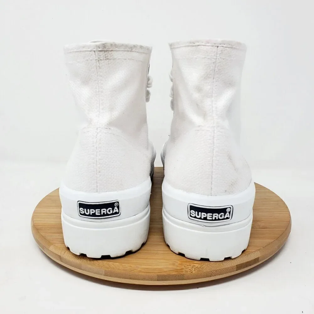 Superga Platform‎ Shoes Womens 8 White Canvas High Chunky Lug Sole Sneaker